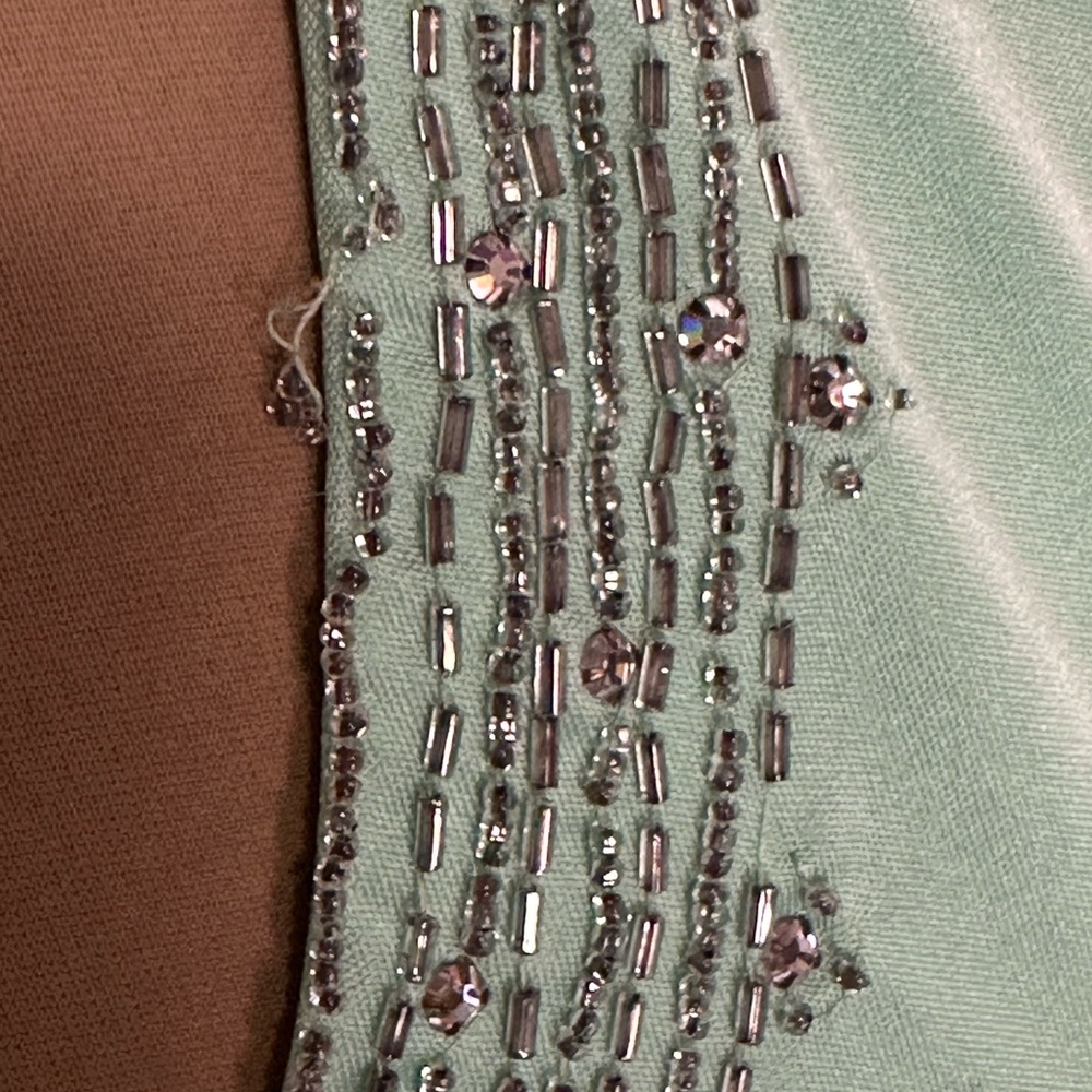 Kay Kipps New York Vintage Elegant Beaded Mint Green Long Sleeve Evening Dress - Picture 6 of 14